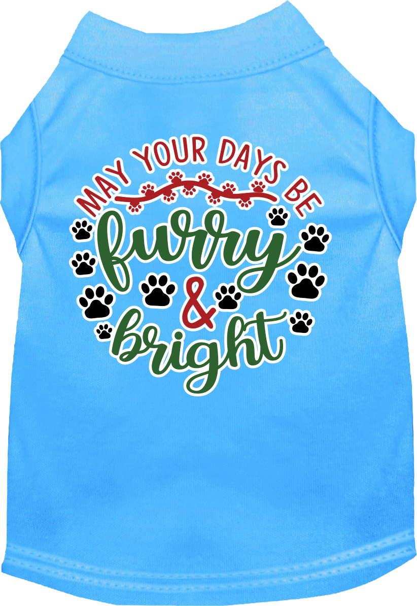 Furry and Bright Screen Print Dog Shirt Bermuda Blue Size XS